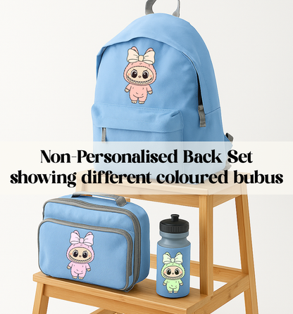 Back to School Labubu Style - Backpack Lunch Box Water Bottle - Sky Blue Set
